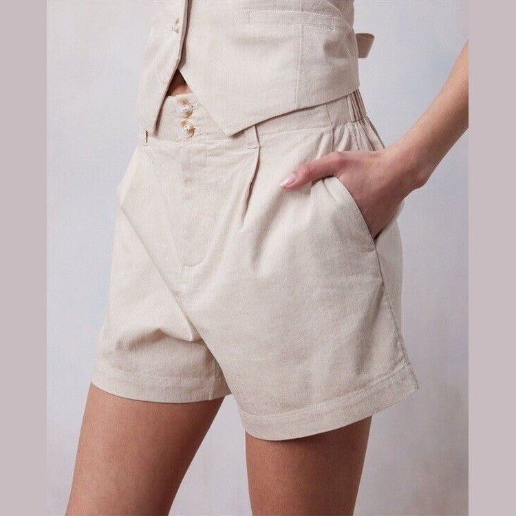 $37 LC Lauren Conrad High Rise Soft Pleated Front Shorts-Papyrus-Size: 10 New