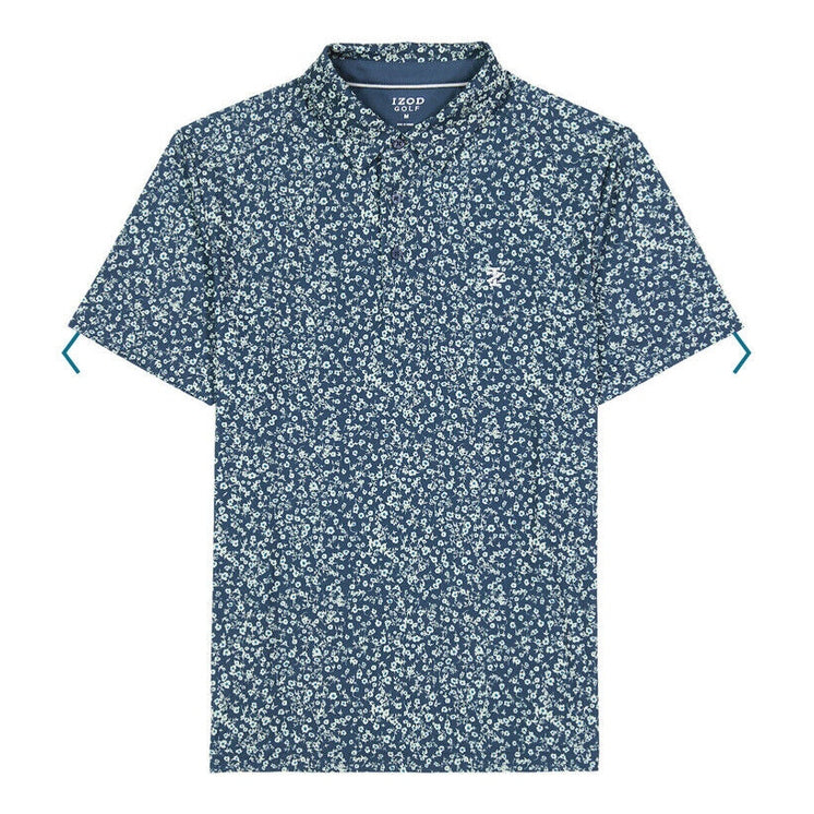 IZOD Men's Micro Print Golf Polo Shirt- Navy Blazer - Large - New Tags $65