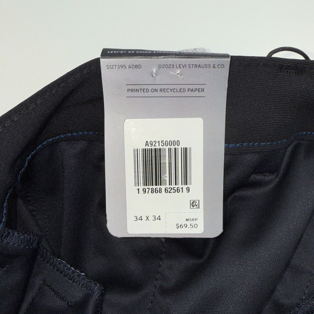 $69 Levi’s Men’s XX Chino Standard Tech Pants- Black -34Wx34L - New With Tags