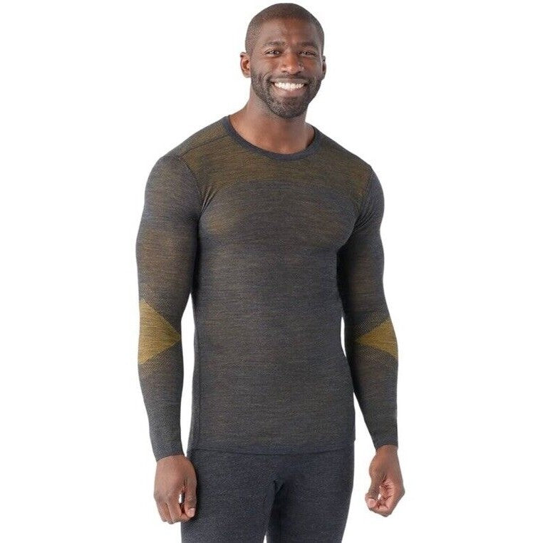 $130 Smartwool Men's Base Layer Intraknit Merino Crew-Charcoal Honey-Small-NEW