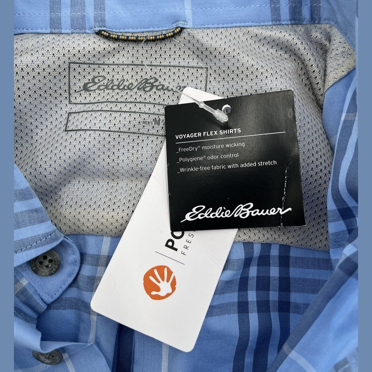 Eddie Bauer Men’s Voyager Shirt Long Sleeve-Peak Blue -Medium-New Tag $75