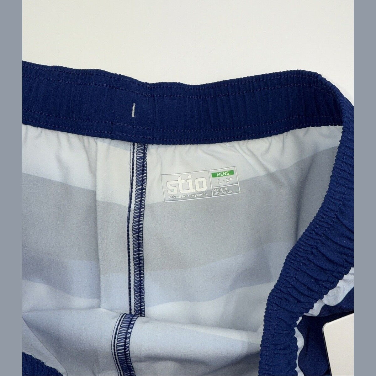 $75 Stio Men’s CFS Drifter Board 5” Shorts -Cobalt Blue Stripes-Size: Large- NWT