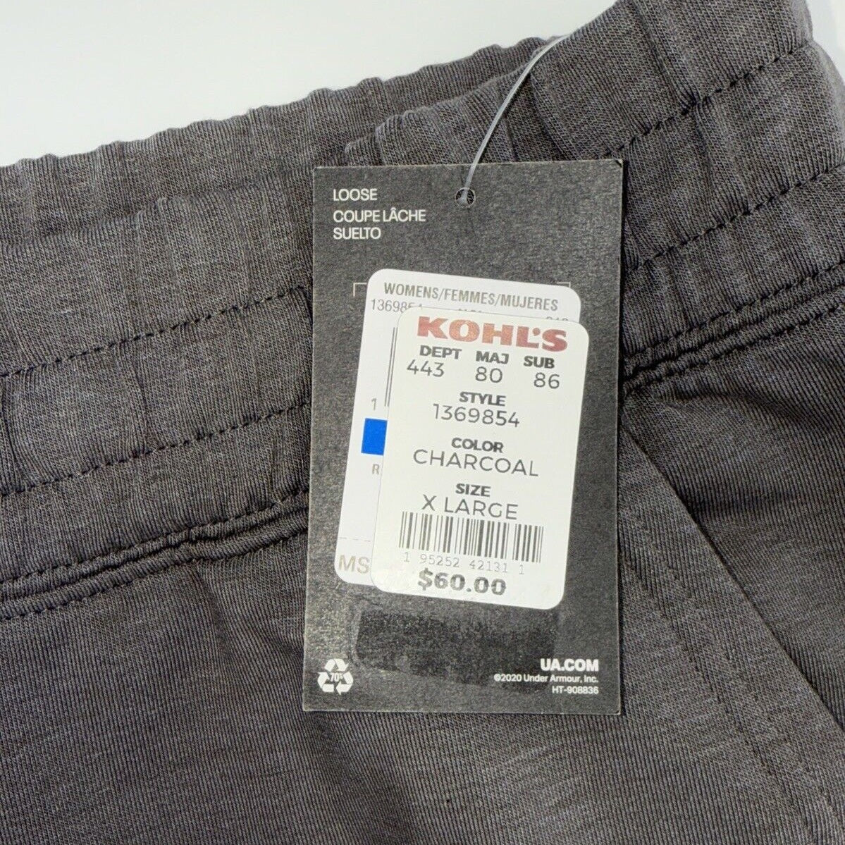 $60Under Armour Women’s Rival Terry Jogger Pull-On Pants-Charcoal-XLarge-NWT