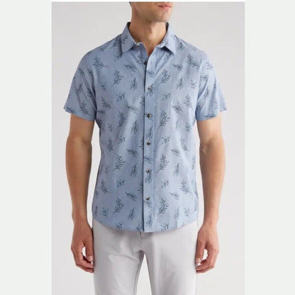 $110 Travis Mathew Men’s Pay Load Button Down Shirt-Quiet Harbor-Medium-New