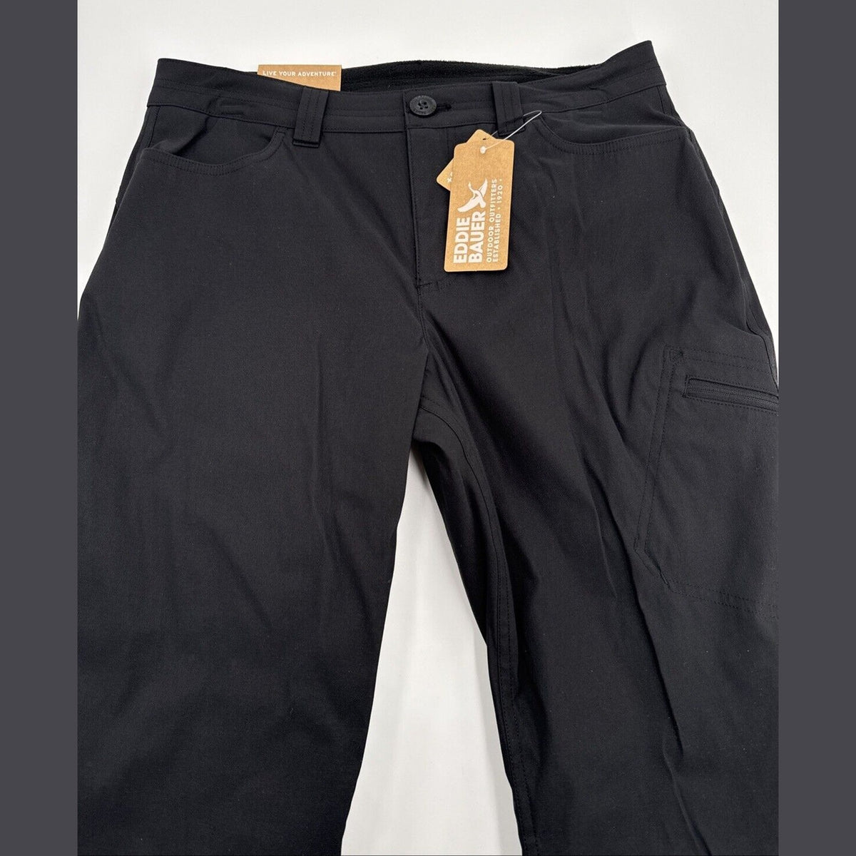 $80 Eddie Bauer Women’s Micro Fleece Lined Rainier Pants-Black-Size: 8 (32W)-NEW