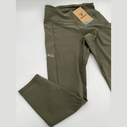 $80 King's Women’s High Waist Freya Leggings Stretch-Leaf Olive-Large-New Tags