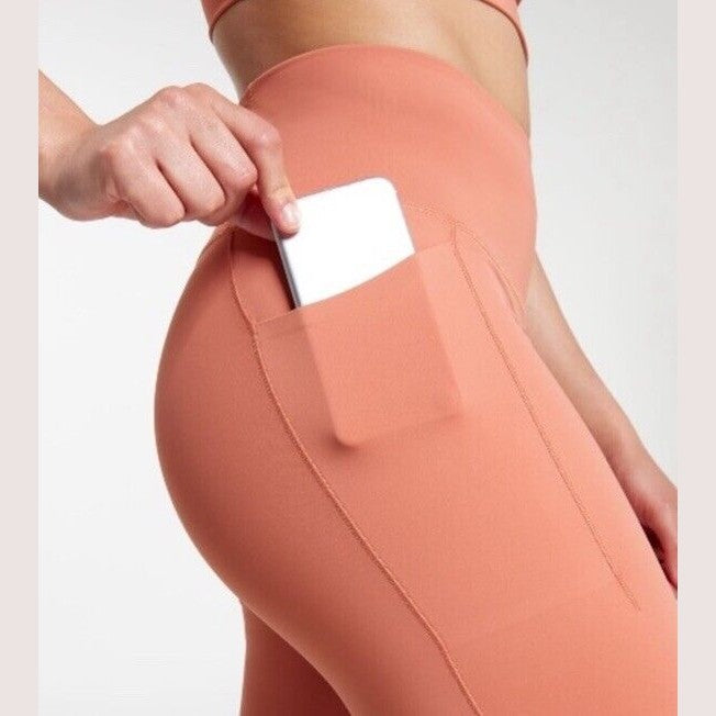 $70 CALIA  Women’s PowerMove High Rise Knee Crop Tights -Apricot Aura-Large-NWT