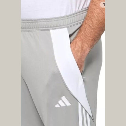 $50 Adidas Men's Tiro 24 Slim Training Pants- Grey On White-Large Tall (32L) New