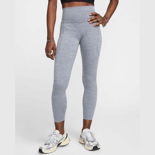 Nike One Women's Pocketed High Waisted 7/8 Ankle Leggings- Smoke Gray- XXLarge