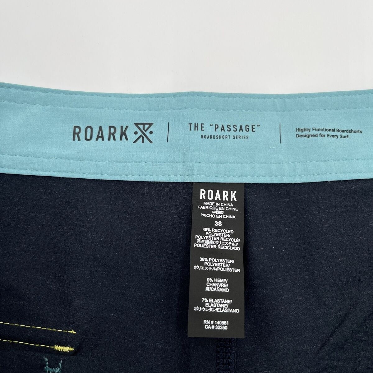 $69 Roark Men’s Passage Panel Batik 17” Boardshorts-D.Navy Black -Size: 38W-New