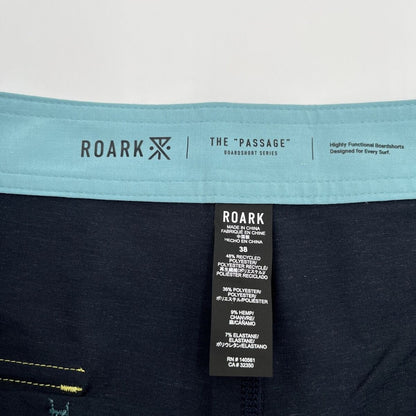 $69 Roark Men’s Passage Panel Batik 17” Boardshorts-D.Navy Black -Size: 38W-New