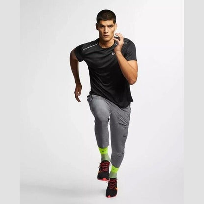 $35 Nike Dri-FIT Miler Mens Short Sleeve Running Training Gym Shirt-Black-Medium