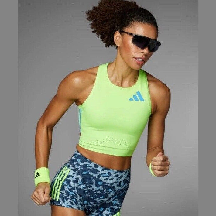 $85 Adidas Women Adizero Booty Elite Running tights shorts IT5775- Blue- Medium
