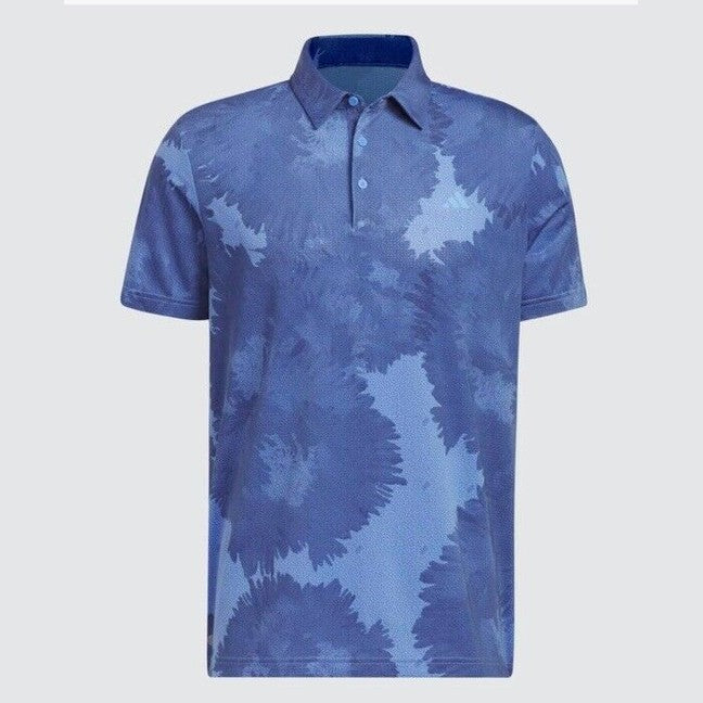 $65 Adidas Men's Flower Mesh Golf Polo Shirt -Real Blue - Small -New Tag