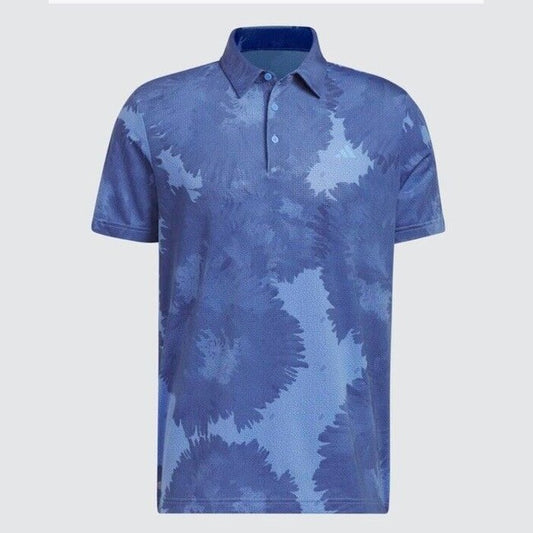 $65 Adidas Men's Flower Mesh Golf Polo Shirt -Real Blue - Small -New Tag