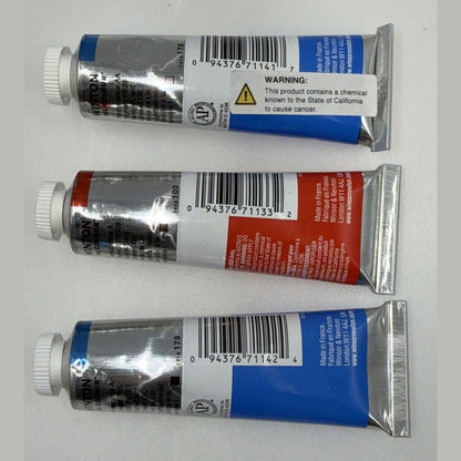 Combo Of 3 Winsor and Newton Winton Oil Colour 1.25 oz. Cadmium 1 Red,2 Blue