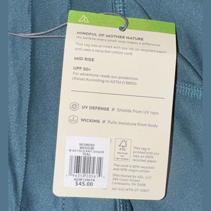 Alpine Design Women’s Field Knit Jogger Pants- Teal - Medium - New $45
