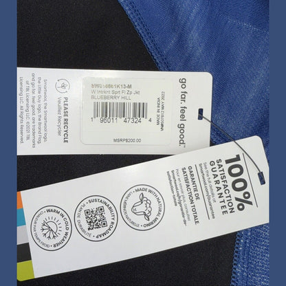 $200 SmartWool Woman’s Intraknit Active Jacket Merino Wool-Black/Blue-Medium-New