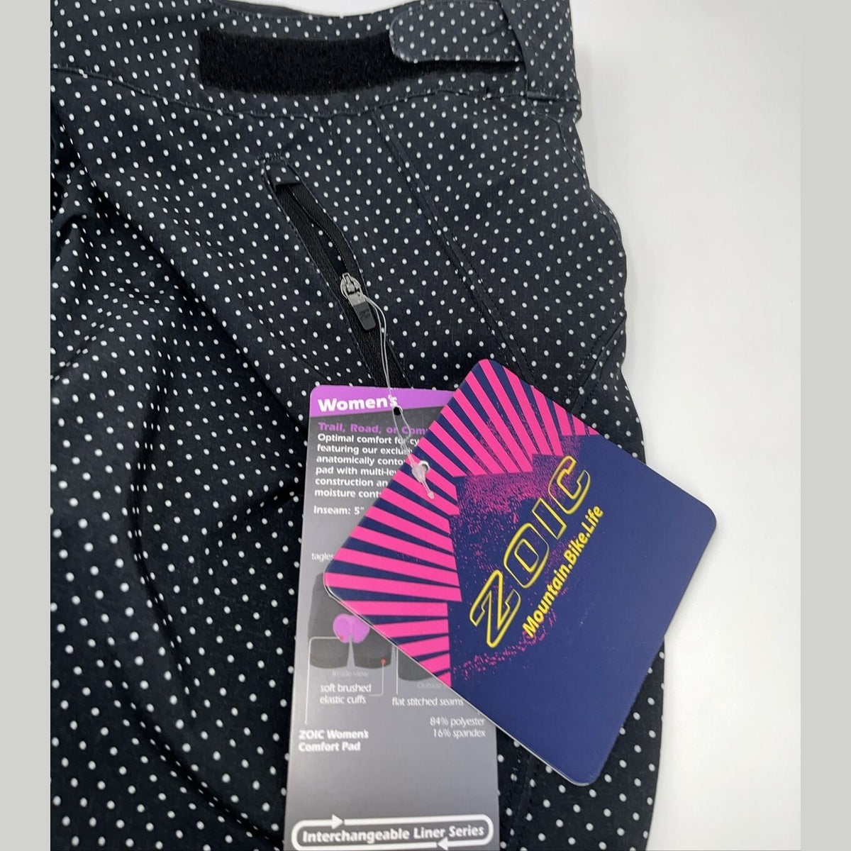 Zoic Women's Essential LIner Short Bike Padded-Black Polka Dot-Large-New Tag$110
