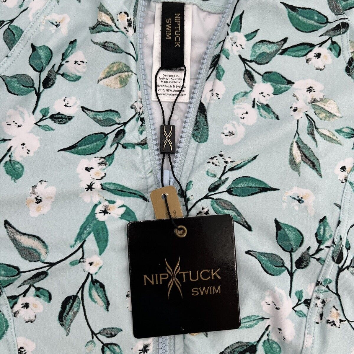 $78 NIP TUCK Swim Full Zip Sun Safe Top UPF 50-#NN5290OSB-Blue/Green-Size: 4-New