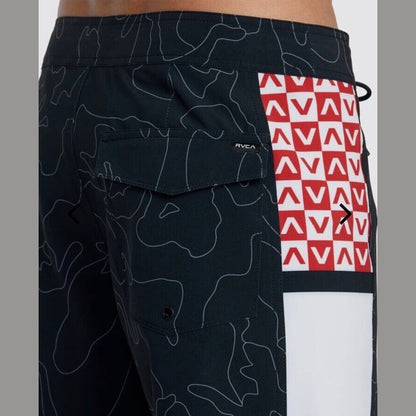 $60 RVCA Men’s Apex 2 - 18" Boardshorts Trunk - Camo Black/Red- Size: 33”- New