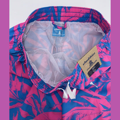 $70 Chubbies The Palm Springers 5.5" Inseam Swim Trunks-Pink/Blue-Small-New Tag