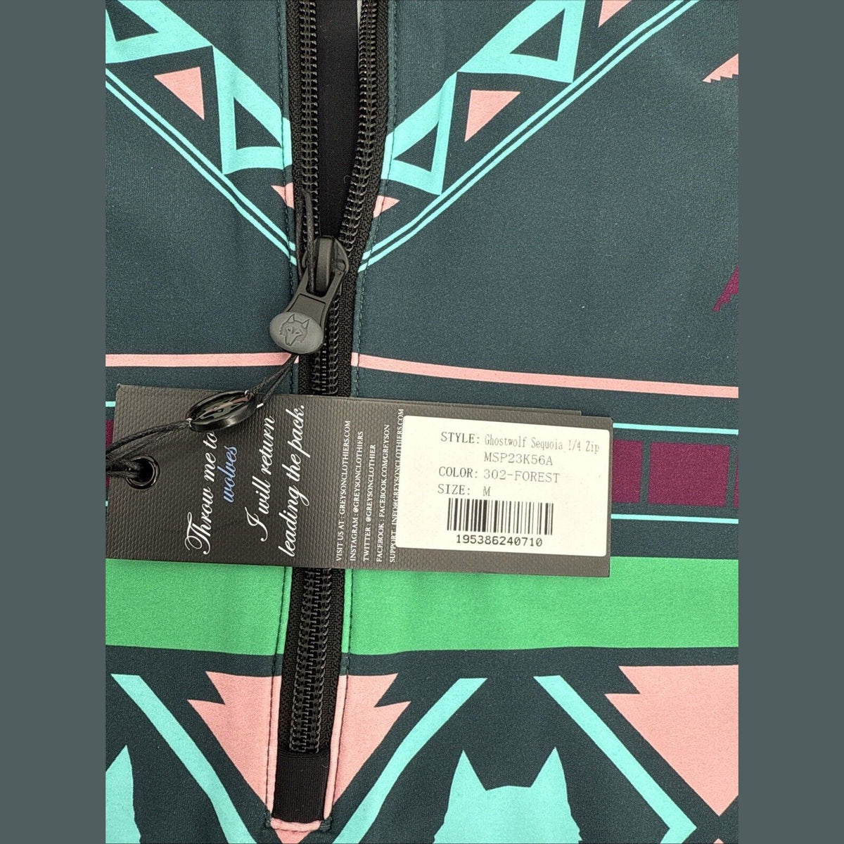 $200 Greyson Golf Pullover Sequoia Ghostwolf Print 1/4 Zip-Multicolor-Medium NWT