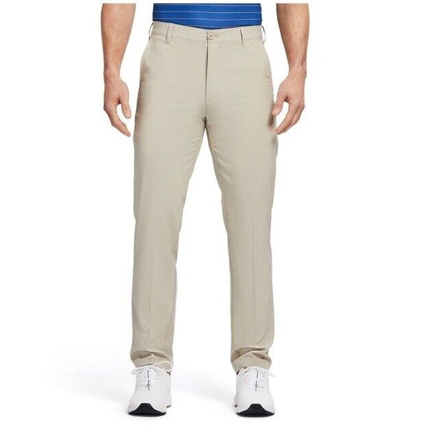 IZOD Men’s Saltwater Flat Golf  Front Chino Pants - R Khaki - 34W 30L - NWT