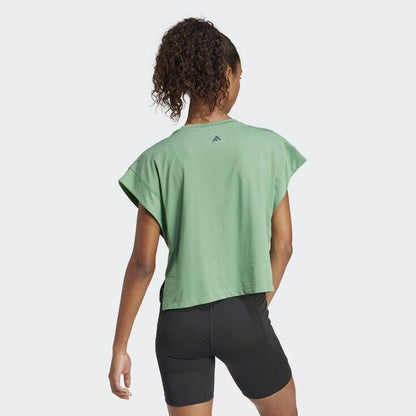 Adidas Women’s Cropped Studio Yoga Tee - Preloved Green - Size Med - NWT