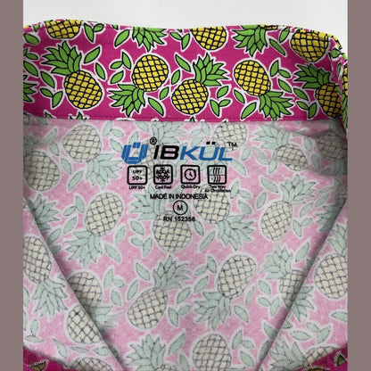 $100 Ibkul Women’s Long Sleeve Zip Mock Neck Top-Chantal Pink/Lime-Medium-New