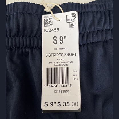 Adidas Men’s Legend 3 Stripes 9” Basketball Shorts IC2455-Blue / White-Small-New