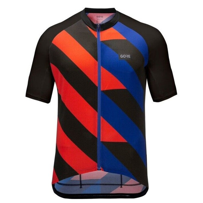 $95 Gore Wear Men Signal Cycling Full Zip Short Sleeve Jersey-Black Fire-Medium