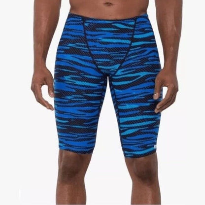 $60 TRY Men's Crypsis All-Over Jammer Swimsuit - Blue / Black- Size: 32- New Tag