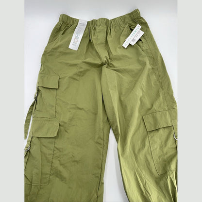 $40 Tinseltown Juniors D-Ring Parachute Pants - Moss Stone Lime - Medium -NWT