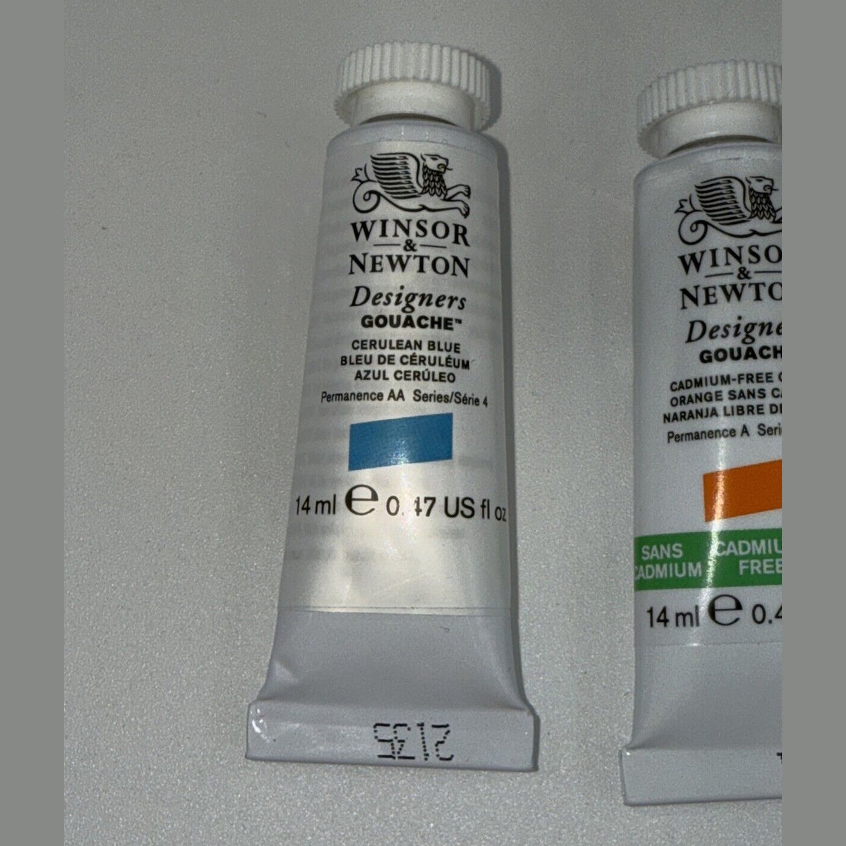 Combo Lot Of 3 Tubes Winsor & Newton Designers' Gouache, Blue, Orange, Yellow