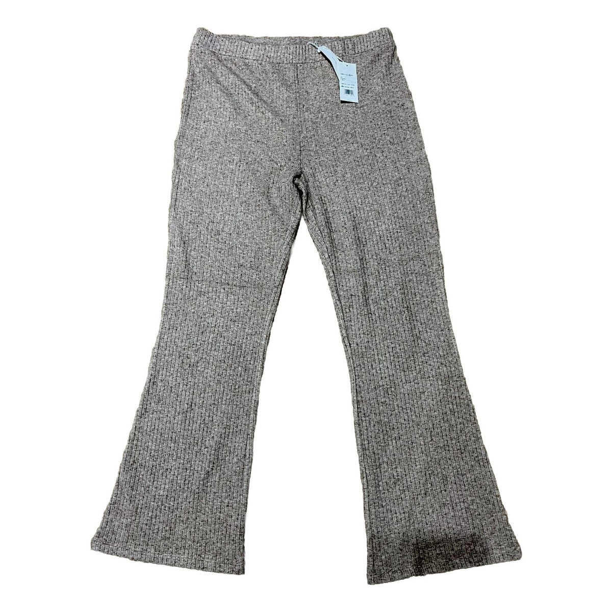 Vince Women’s Rib Knit Flare Pants Pull On Elastic Waist-Beige- XLarge-New $195