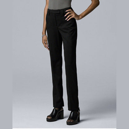 Simply Vera Wang Women’s High Rise Slim Straight Pants- Black-Size: 6 New