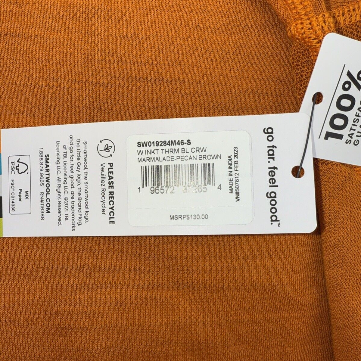 $130 Smartwool Women’s Intraknit Merino Base Layer Crew-Marmalade-Small-New Tag