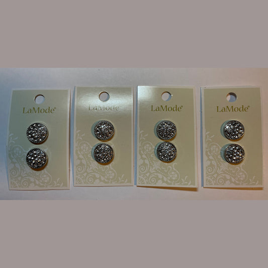 Lot Of 4 Cards La Mode rhinestones 5/8”  Buttons 40060068 Rounded  2-Count