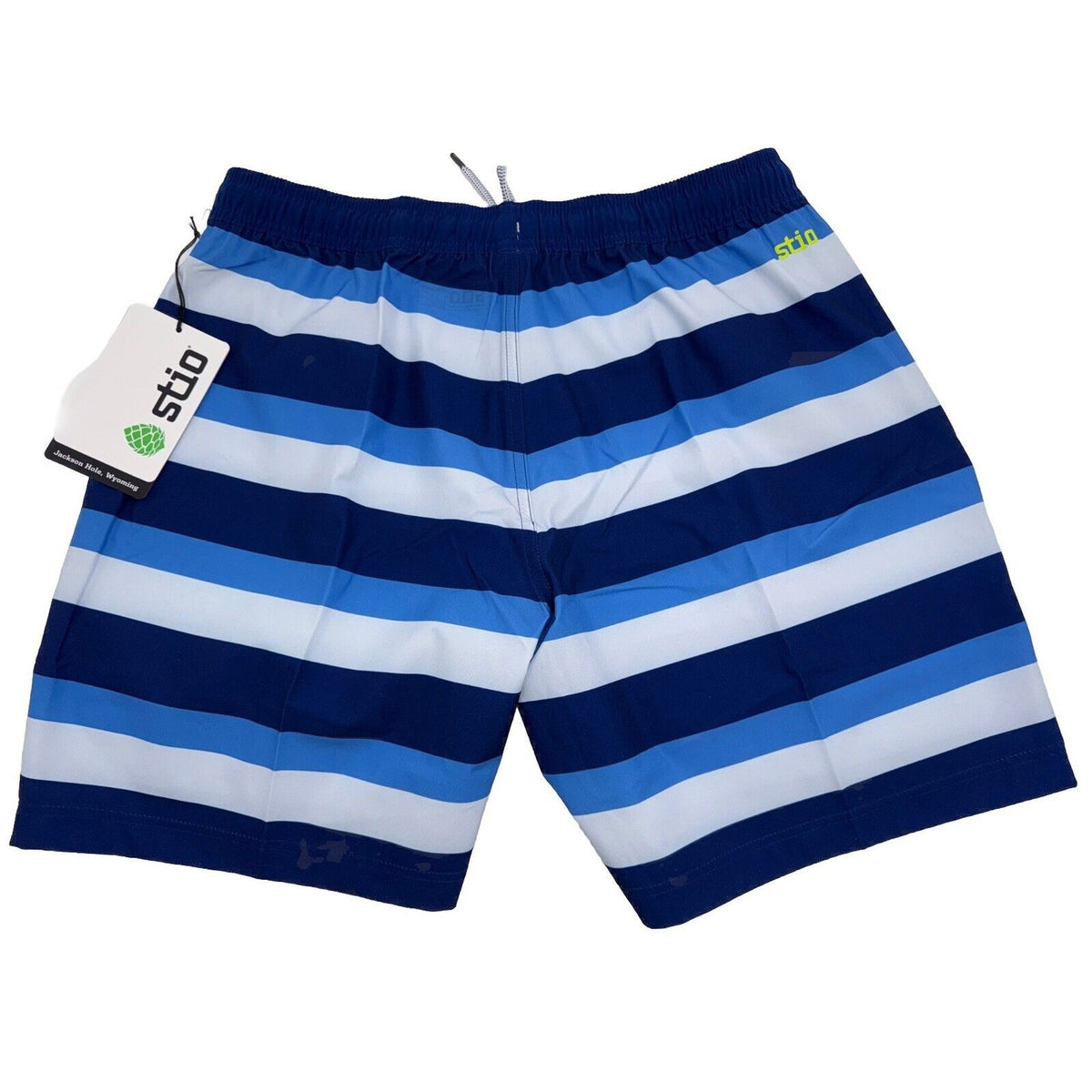 $75 Stio Men’s CFS Drifter Board 7” Shorts -Cobalt Blue Stripes-Size: Large- NWT