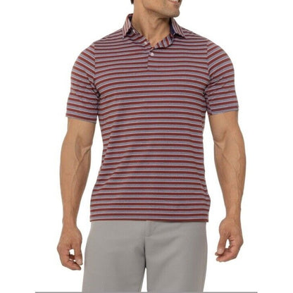 $99 Kjus Men’s Soren Golf Polo Striped Performance Shirt- Cedar -Size: 50/Medium