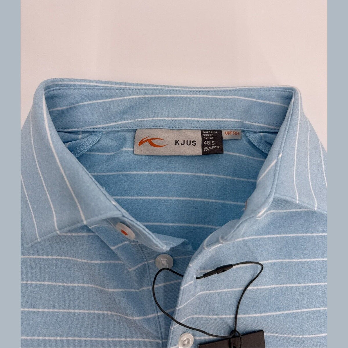 $99 Kjus Men’s Soren Golf Polo Striped Performance Shirt-Blue-Size: 48/Small-New