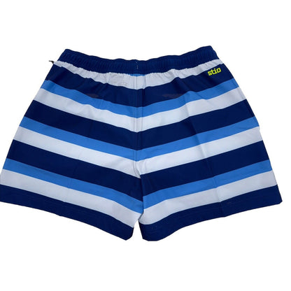 $75 Stio Men’s CFS Drifter Board 5” Shorts -Cobalt Blue Stripes-Size: Large- NWT
