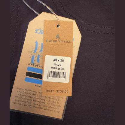 $108 Tailor Vintage Men's Canaan Performance Tech Pants Slim Fit- Navy- 30W 30L
