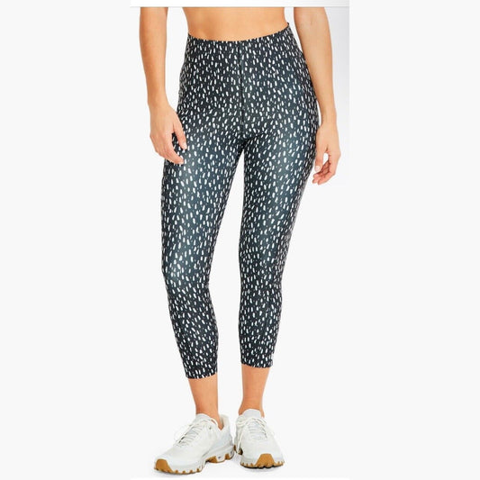 $95 NIC+ZOE High Waist Crop Leggings Brush Strokes- Black/White-Large-NEW