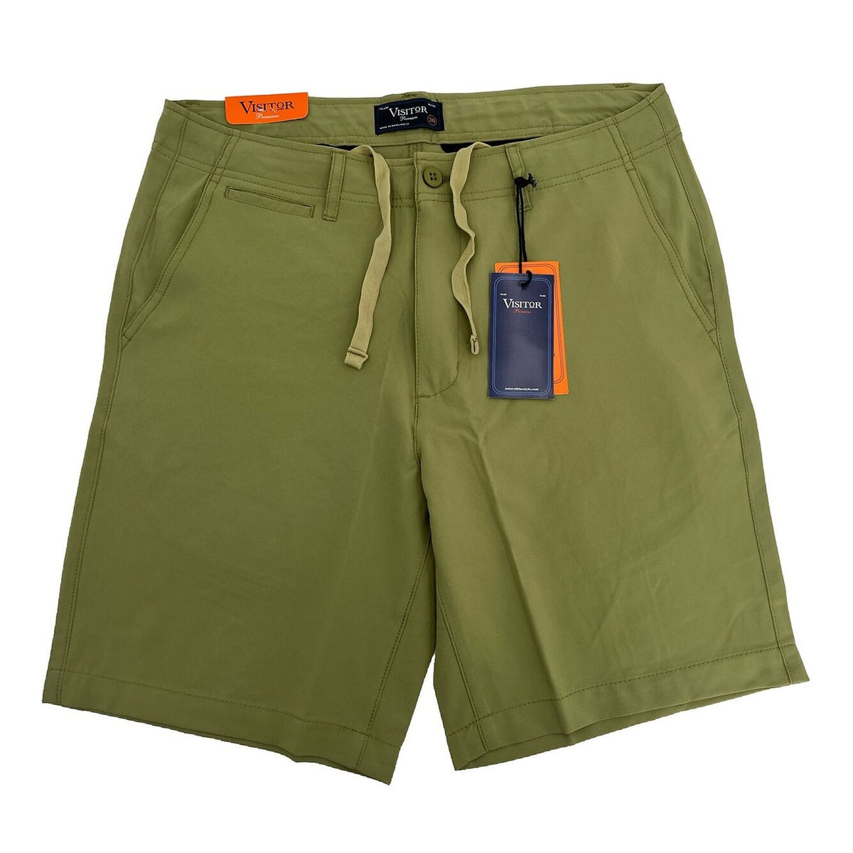 $59 Visitor Men’s Dressy/Casual Micro Light Comfy Shorts -Olive Green-Size: 30”