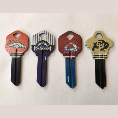 4 X Blank Keys Colorado Package Lot, 1 Broncos,1 Rockies,1 Avalanche,1 CU