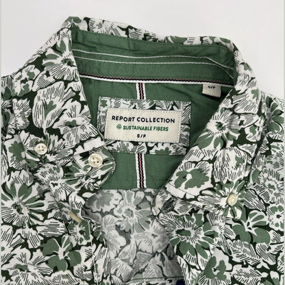 $59 Report Collection Men’s Tropical Print Short Sleeve Button Down-Green-Small