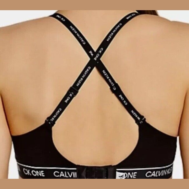Calvin Klein  Women’s Archive Logo Lightly Lined Bralette QF6094-Black- XLarge