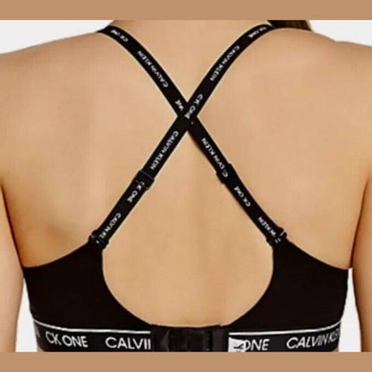 Calvin Klein  Women’s Archive Logo Lightly Lined Bralette QF6094-Black- XLarge